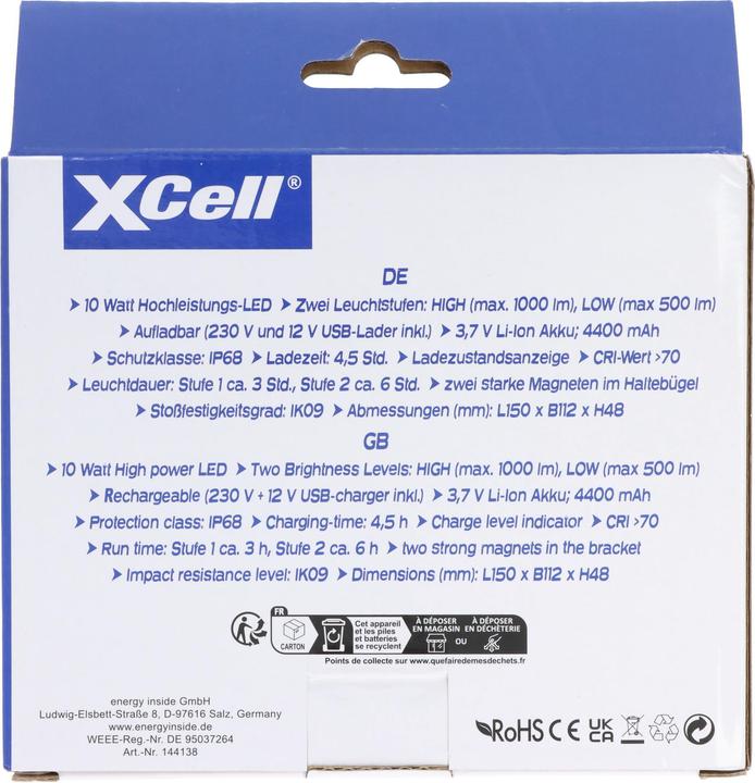 Actual product image XCell LED spotlight Work BullEye 10 (1000 lm)