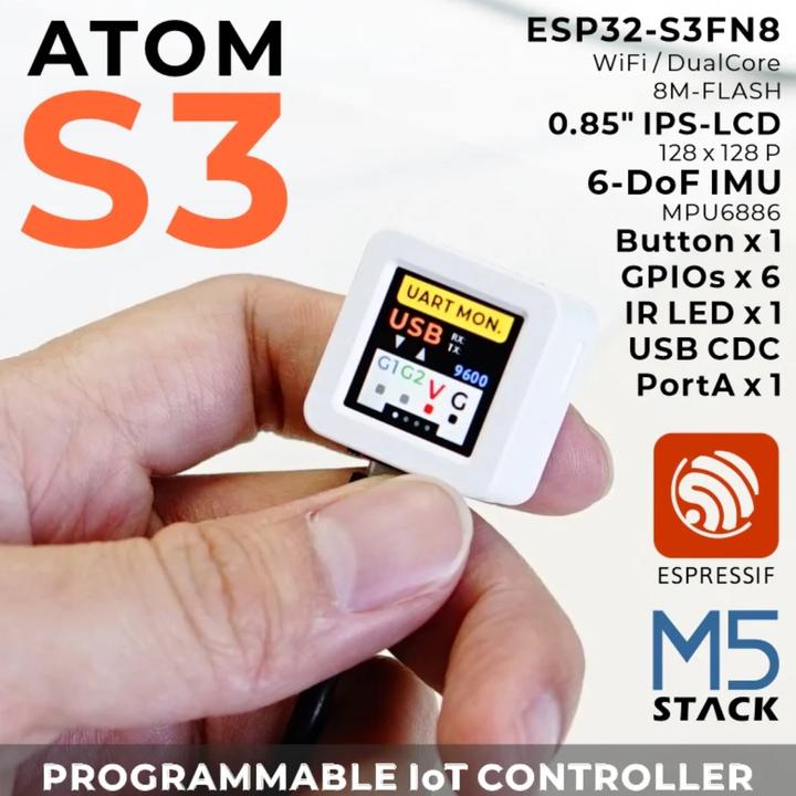 Produktbild M5Stack AtomS3 Dev-Kit mit 0.85inch Farbdisplay