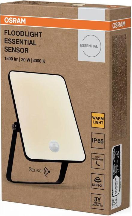 Actual product image Osram Floodlight Essential Sensor 20W 3000K 4099854430053 LED-Aussenstrahler mit (IP65)