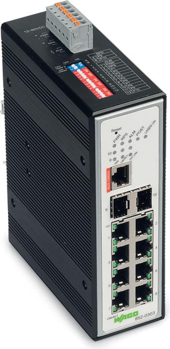 Wago 852-303 Industrial Managed Switch 8 PORST 100BASE-TX 2-Slot - Switch - 1 Gbps (8 Ports)