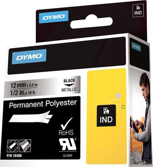 Produktbild Dymo Rhino Band IND 12mm me/sz (1.20 cm, Silber)