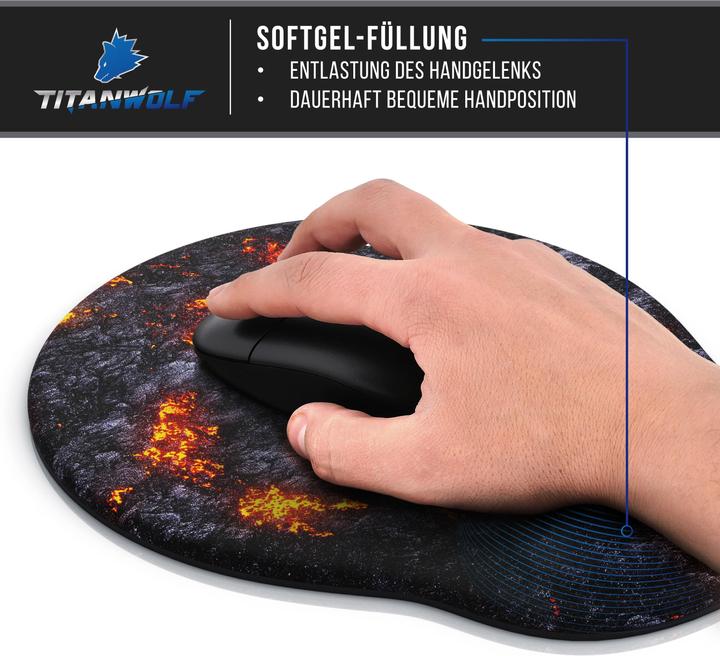 Produktbild Titanwolf Gaming Mauspad mit Handgelenkauflage, Office Gel Mausmatte mit Handgelenkpolster, Lava