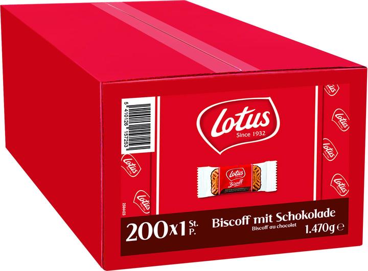 Produktbild Lotus Karamellgebäck Biscoff mit Schokolade (200 Stk., 1470 g)