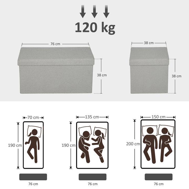 Image du produit Homcom Sitzbank Polyester, MDF Hellgrau (38 cm)