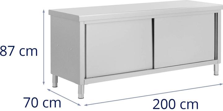 Produktbild Royal Catering Edelstahl-Arbeitsschrank mit Durchreiche 200 x 70 cm 500 kg Durchreicheschrank (200 cm, 87 cm)