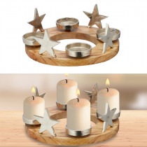 Cepewa Adventsleuchter, Stern mit Holz, rund, ca. 30cm Du