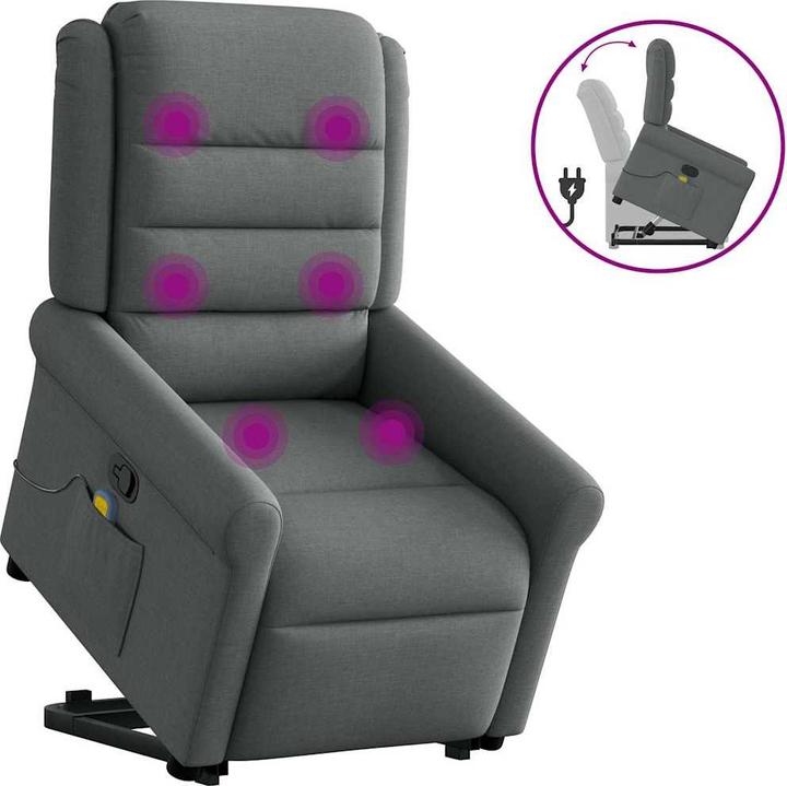 Immagine prodotto vidaXL Poltrona massaggiante con ausilio per la risalita in tessuto grigio scuro