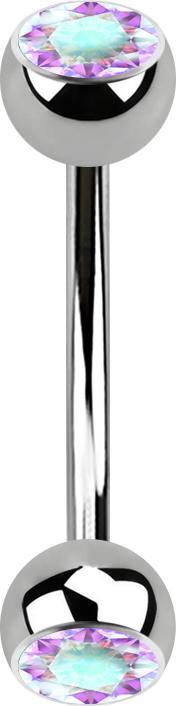 Immagine prodotto Star Piercing Micro banana sterile argento con due sfere di cristallo multicolore (senza ottone, Titanio G23)