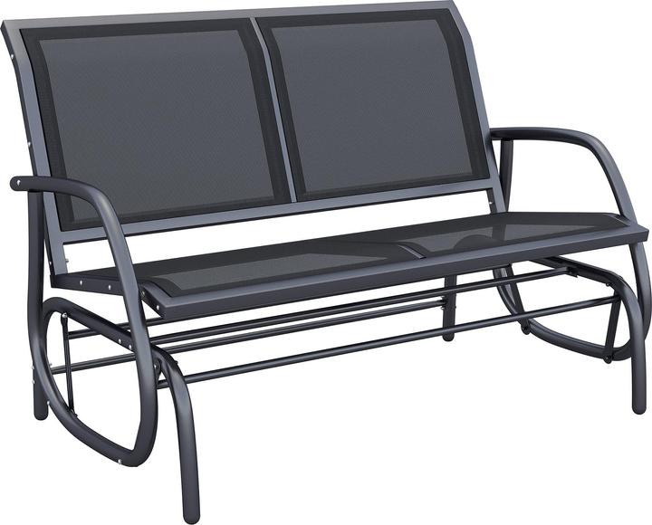 Outsunny Schaukelbank Metall, Texteline-Gewebe Schwarz