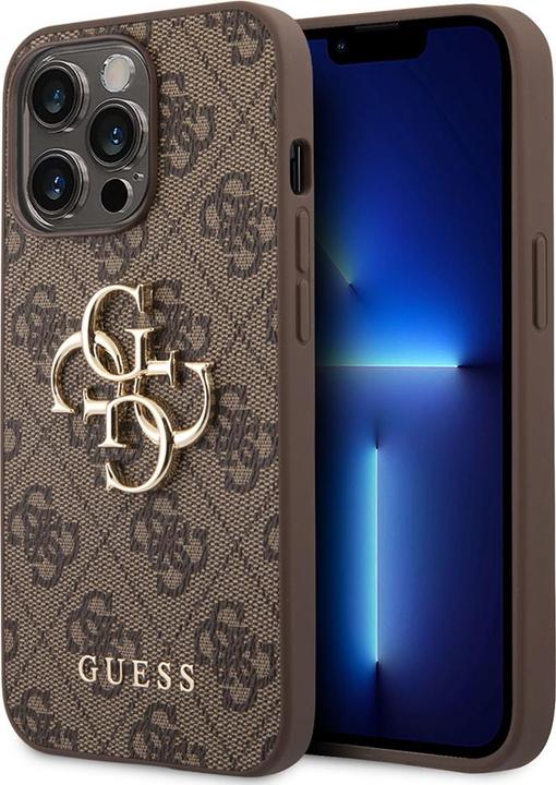 Actual product image Guess GUHCP14X4GMGBR iPhone 14 Pro Max 6.7" brązowy/brown hardcase 4G Big Metal Logo (Apple iPhone 14 Pro Max)