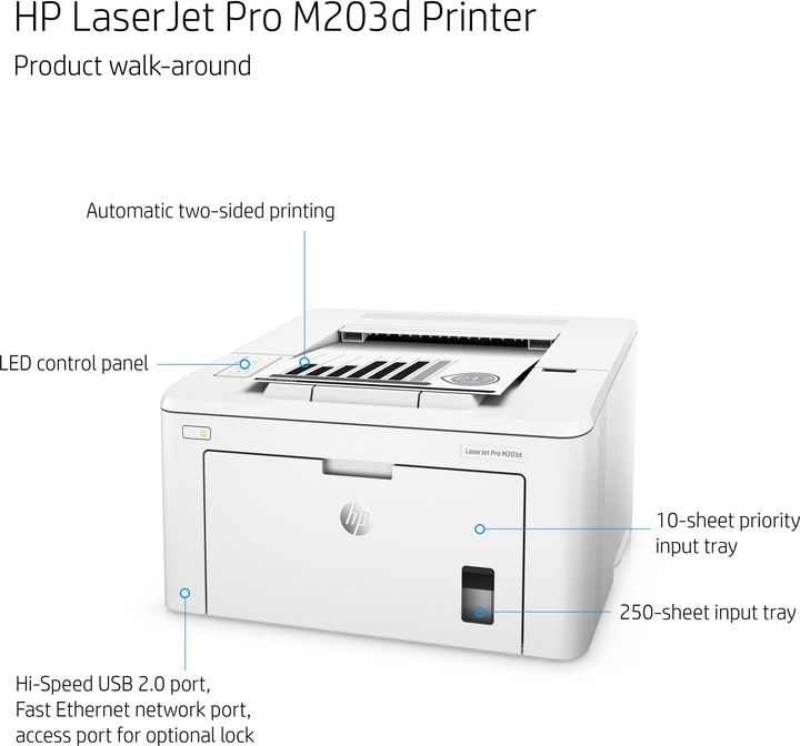 Actual product image HP M203dn LaserJet Pro (Laser, Black and white)