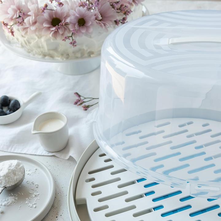 Produktbild BranQ Runder, hoher weisser Kuchenbehälter mit Kühleinsatz