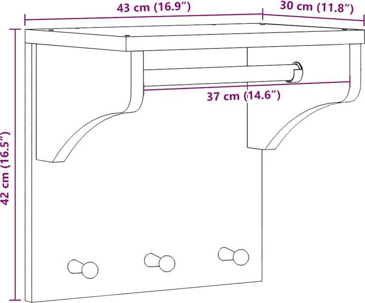 Actual product image vidaXL Wandgarderobe