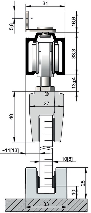 Produktbild Helm Schiebetürbeschläge 73 - Glas
