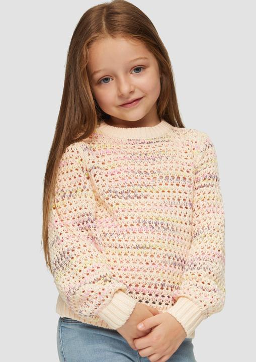 Produktbild s.Oliver Strickpullover Boxy-Lochstrickpullover aus Baumwolle mit Rippbündchen (L)