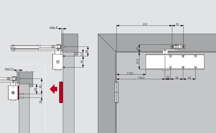 Produktbild Dormakaba Türschliesser TS 73 V Flachgestänge, EN 2-4, silber