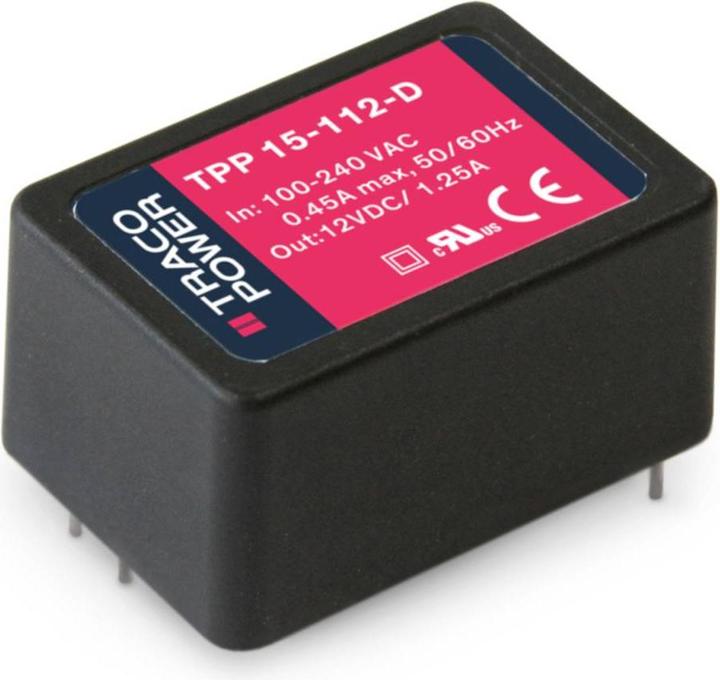 TracoPower TPP 15-124-D AC/DC print power supply 625 mA 15 W +24.0 V/DC