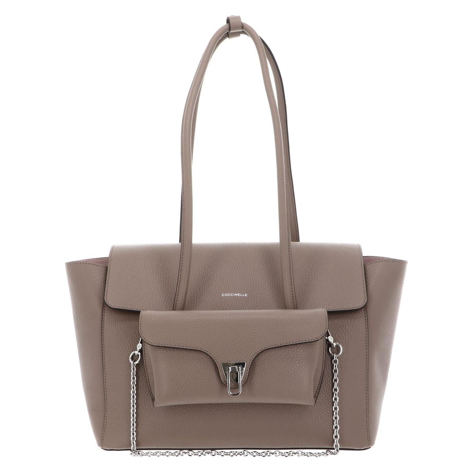Coccinelle, Damen, Tasche, Double Beat Grained Leather Handbag, Braun
