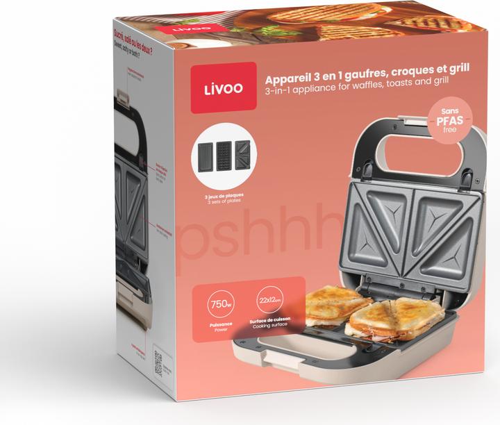 Image du produit Livoo Appareil 3 en 1 gaufres, croques et grill