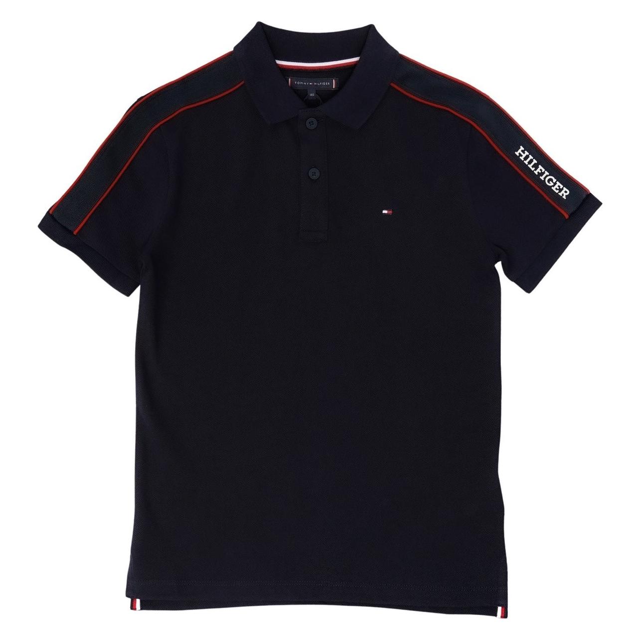 Tommy Hilfiger, Jongens, T-shirts, Kids Monotype Tape Polo - Boys - Blauw - 14 Jaar, Blauw, (164)
