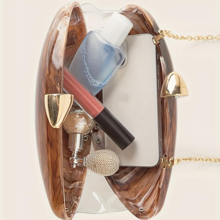 Immagine prodotto Only-Bags.Store Elegante borsa in marmo con chiusura magnetica e catena staccabile - borsa da sera di ispirazione