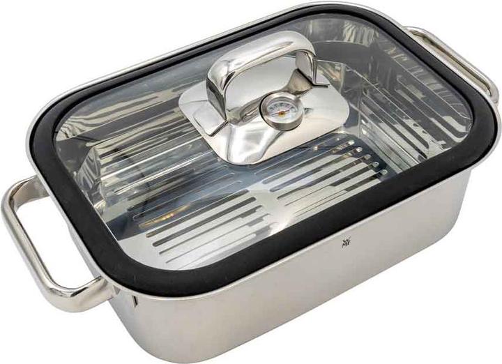 Produktbild WMF Dampfgarer Bräter 3,5l Glasdeckel Garblech Vitalis Compact Edelstahl (Bräter + Schmortopf, Edelstahl)