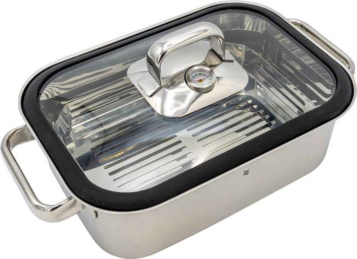 Produktbild WMF Dampfgarer Bräter 3,5l Glasdeckel Garblech Vitalis Compact Edelstahl (Bräter + Schmortopf, Edelstahl)