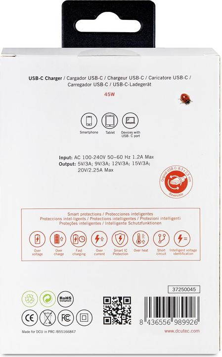 Produktbild DCU Tecnologic USB CHARGER TYPE C 45W 1.8M TYPE C 45W 1.8M