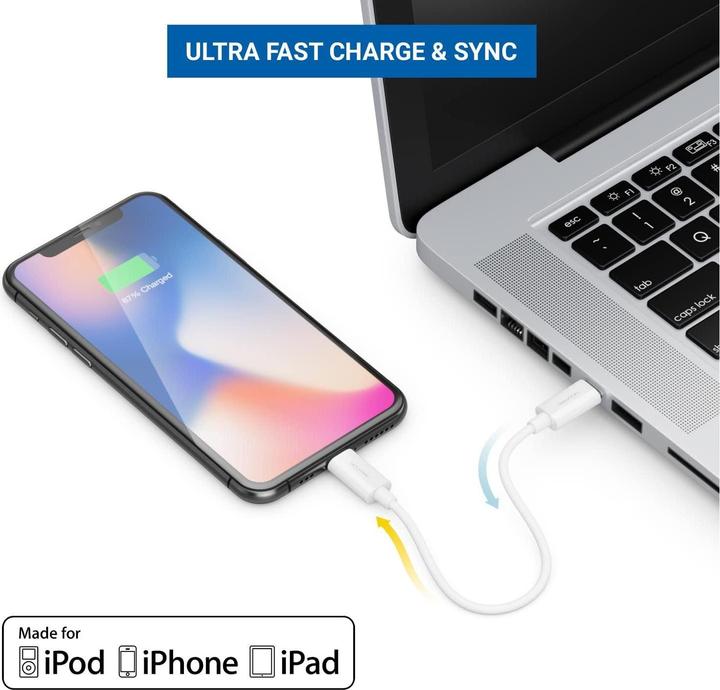 Produktbild deleyCON USB 2.0-Kabel USB C - Lightning 0.15 m (0.15 m, USB 2.0)