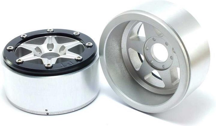 Actual product image Metsafil beadlock wheels sixstar silver/black 1.9 (2 pcs.) without wheel hub