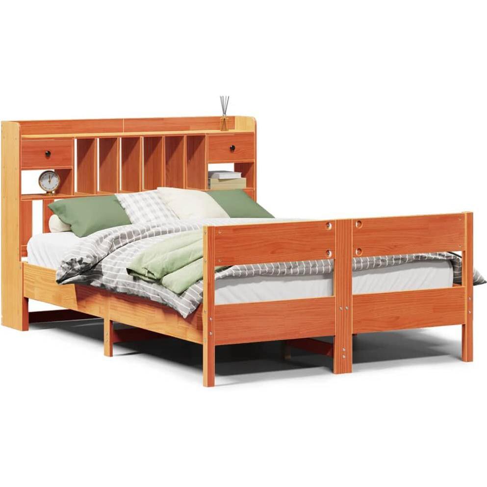 VidaXL, Bett, Massivholzbett Holzbett Bett mit Regal ohne Matratze 120x200cm Kiefer (120 x 200 cm)