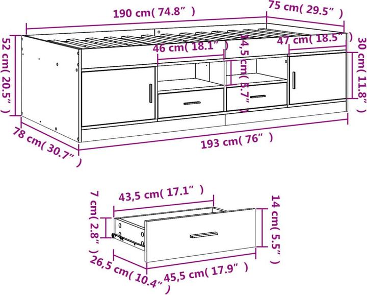 Image du produit vidaXL Tagesbett (75 x 190 cm)