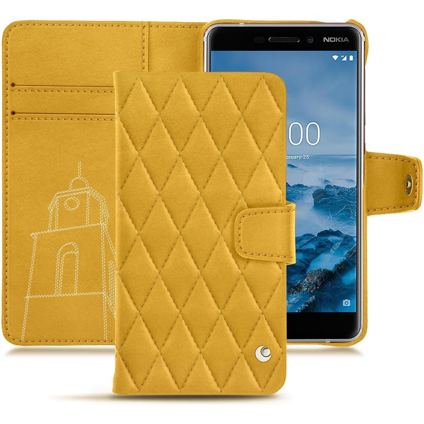 Noreve Lederschutzhülle Wallet (Nokia 6 (2018)), Smartphone Hülle, Orange