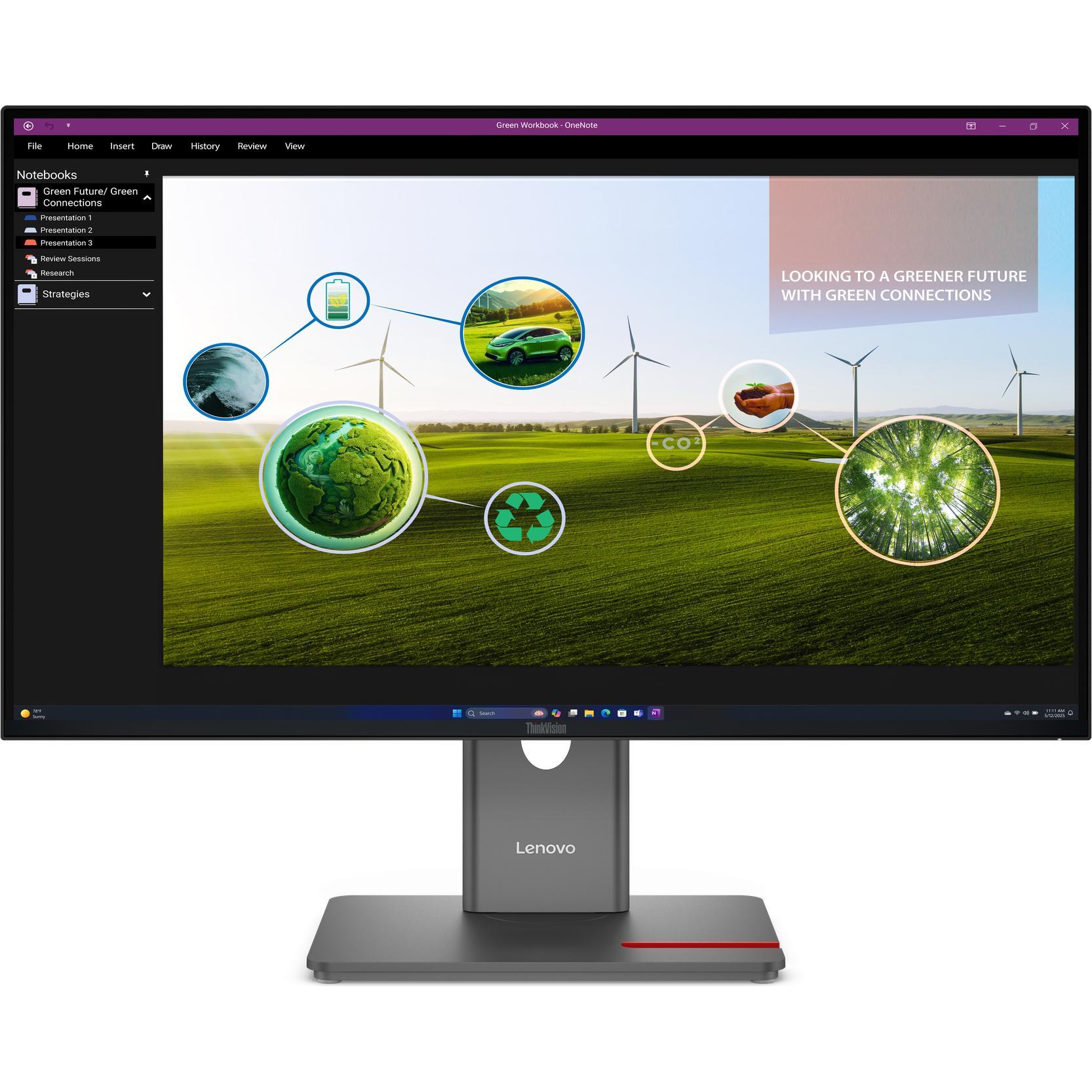 Lenovo ThinkVision P27Q-40 (2560 x 1440 Pixel, 27"), Monitor, Schwarz