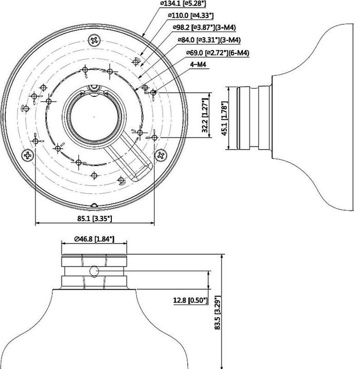 Nährwerte und Zutaten Dahua Kuppeln für Deckenhalterung PFA106 (Montage-Kit)