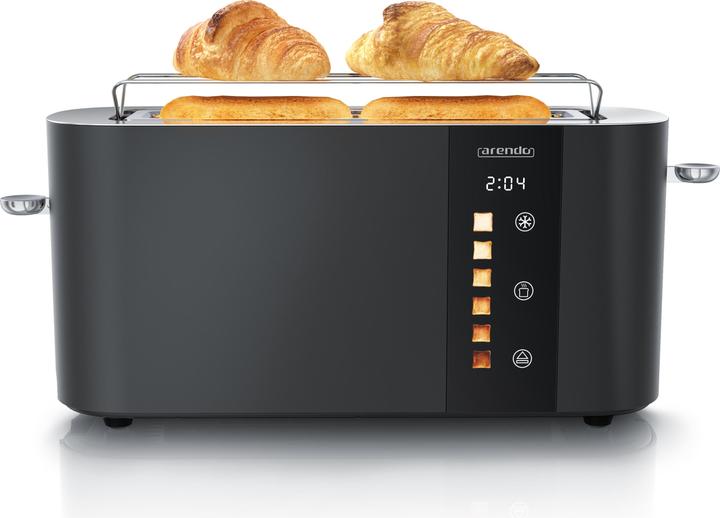 Produktbild Arendo Toaster Edelstahl 2 Scheiben Langschlitz, Bräunungsgrad & Restzeitanzeige, Touch Display, 1000 W