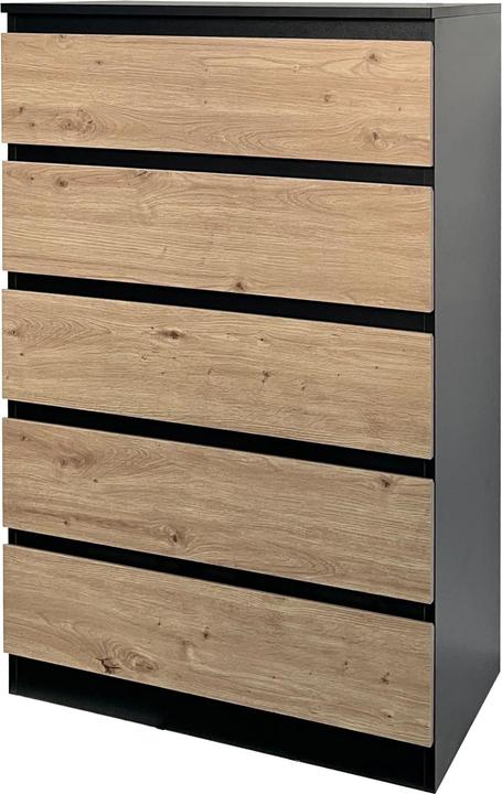 Produktbild HTI-Living Kommode mit 5 Schubladen Schwarz Artisaneiche (70 x 110 x 40 cm)