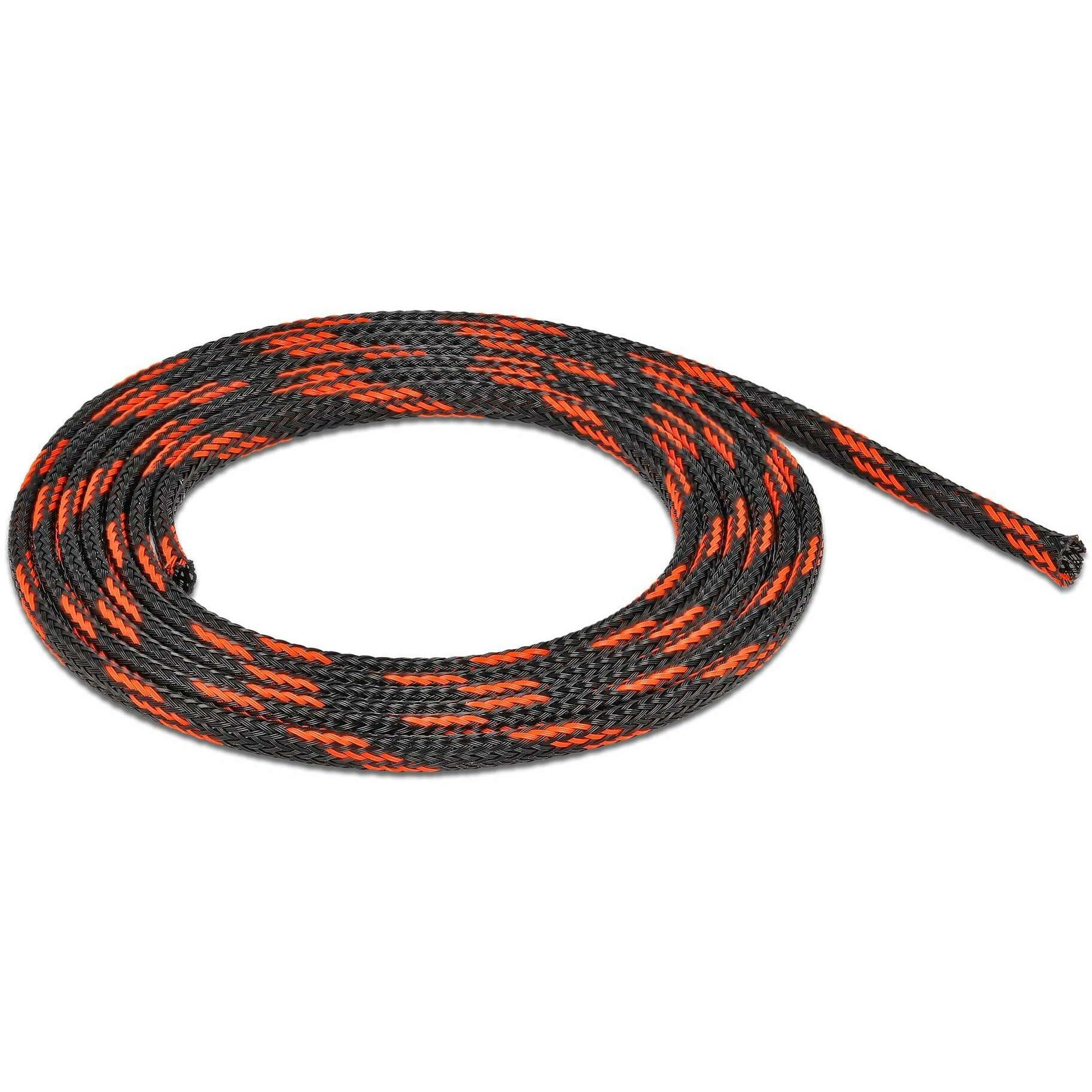 Delock, Kabelschutz + Kabelführung, Geflechtschlauch dehnbar 2 m x 6 mm schwarz-rot (Kabelschlauch, 2000 mm)