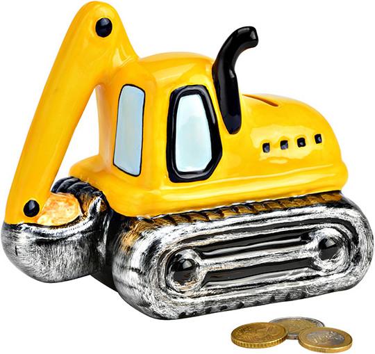 G. Wurm Salvadanaio in ceramica Digger giallo (L/H/D) 16x14x11 cm