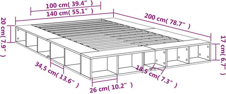 Actual product image vidaXL Bettgestell (140 x 200 cm)