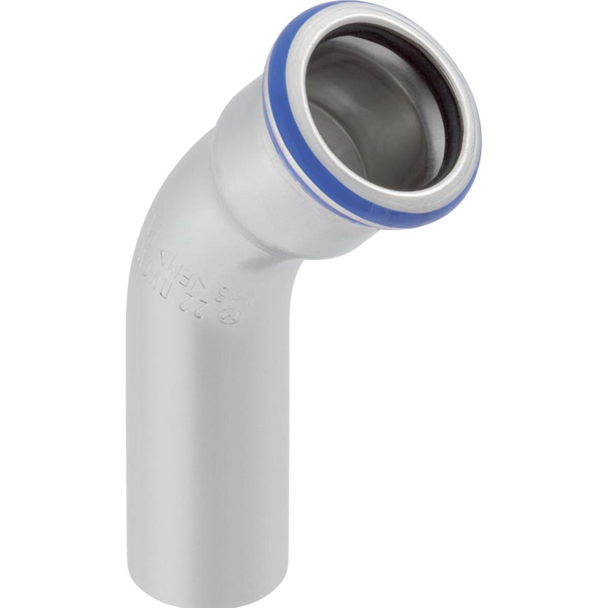 Geberit, Zubehör Sanitärinstallation, Biegung 45 Grad rostfrei 108 mm Hülse / Nippel mapress