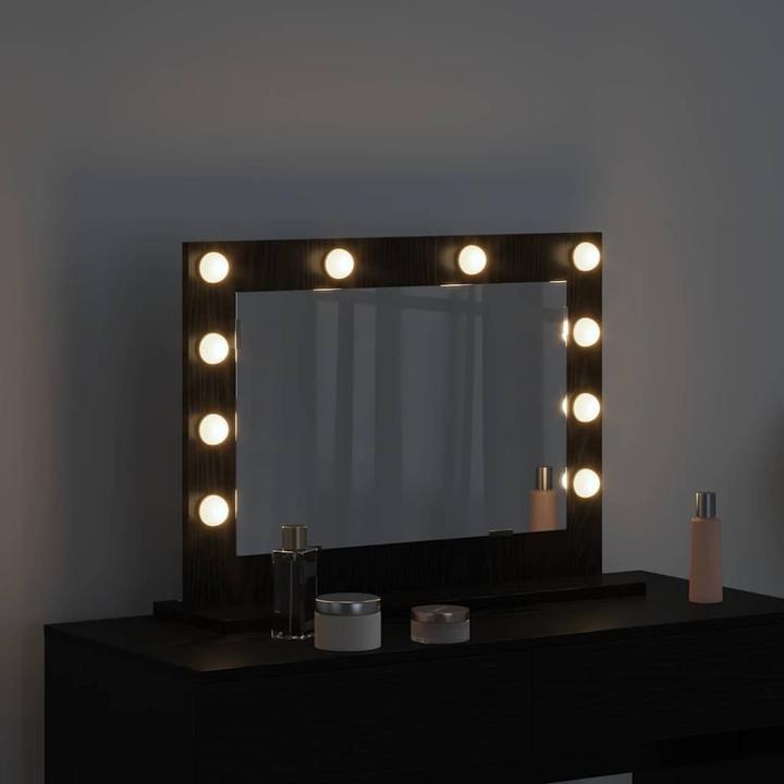 Produktbild VidaXL Kosmetikspiegel mit LED-Lichtern Schwarz Eichenholz 60x45x18 cm