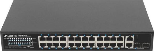 Lanberg Switch niezarządzalny PoE+/2x Combo Rack 19" Gigabit Ethernet (26 ports)