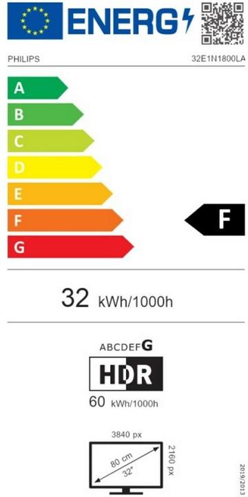 Energielabel Philips 32E1N1800LA (3840 x 2160 Pixels, 31.50")