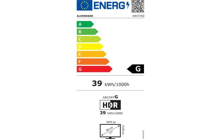 Energie-Label Dell Alienware 27 AW2725Q (3840 x 2160 Pixel, 26.70")