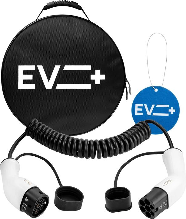Image du produit Ev + + Câble de charge Type 2 vers Type 2 Spirale 32A 1 Phase 8m (7.20 kW, 32 A, 8 m)