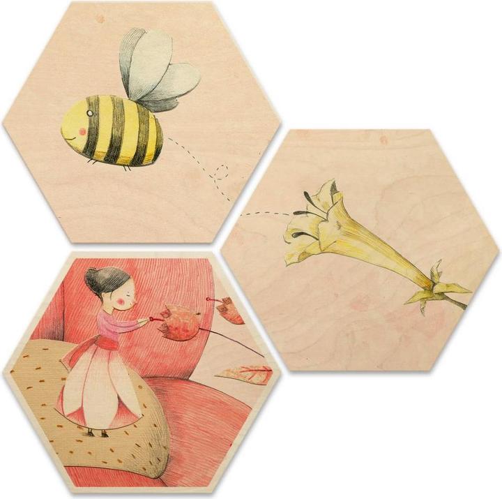 Image du produit Trenddeko Hexagone - Bois plaqué bouleau - Loske - Poucette (set de 3) (25 x 22 cm)