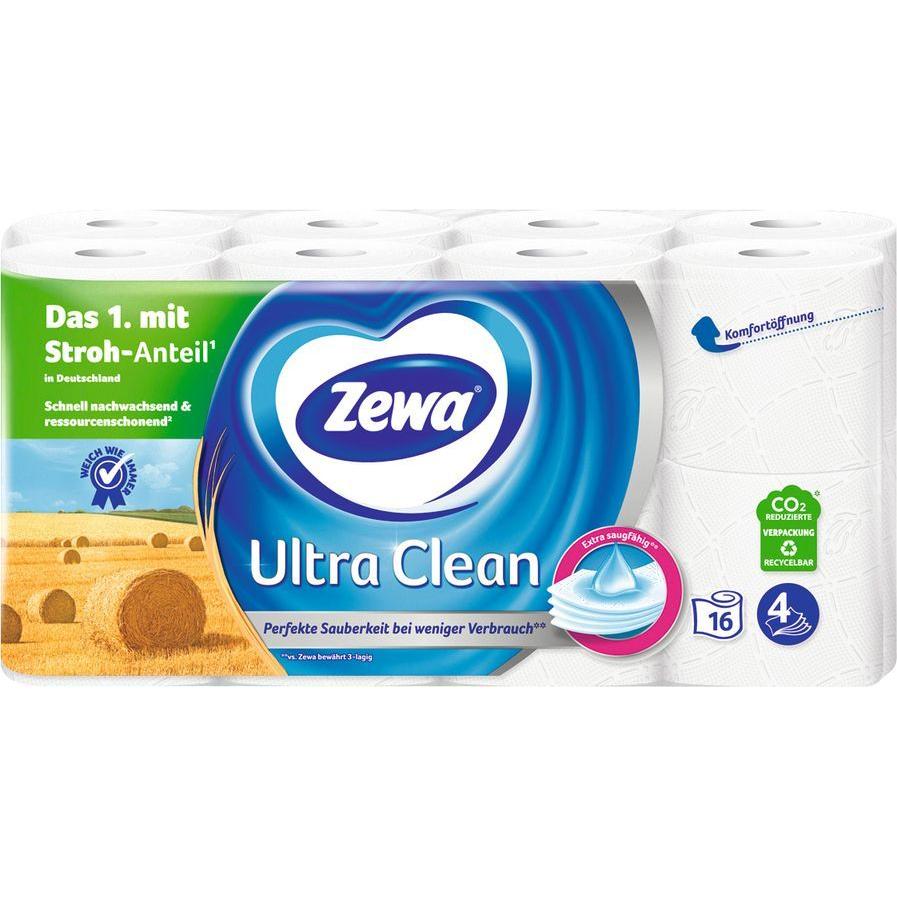 Zewa, Toilettenpapier, Toilettenpapier Ultra Clean 4-lagig 16 Rollen (16 x)