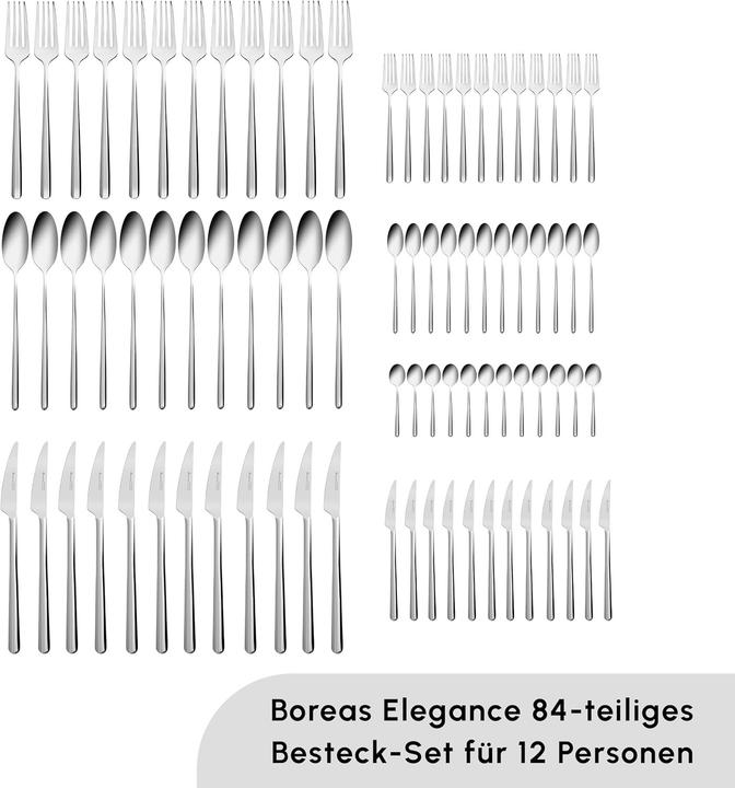 Produktbild Karaca Boreas - RVS Bestekset - 84-delig - 12-persoons (84 Stk., Besteck Set)