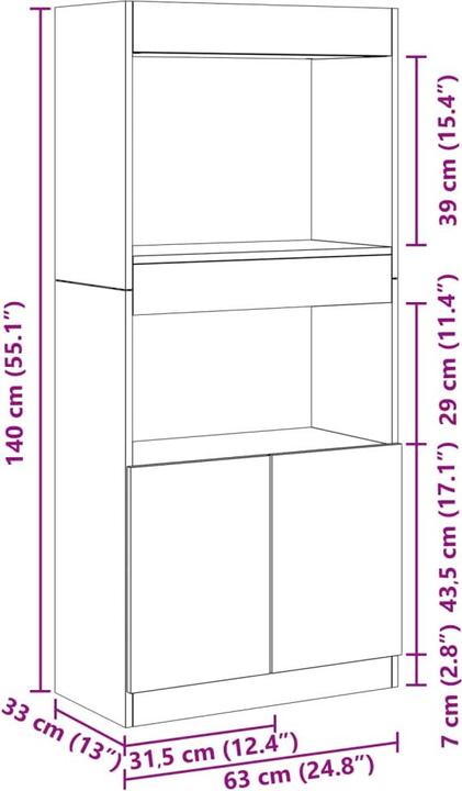 Produktbild vidaXL Louiza (63 x 33 x 180 cm)